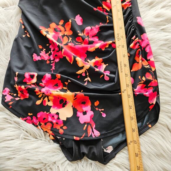 Swimsuits For All Aquabelle One Piece Swimsuit Sz 14 Floral Ruched Tummy Control - Picture 13 of 13